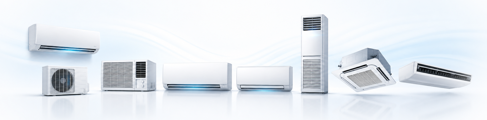 Sample brand-new split type, window type, floor mounted and commercial aircon units